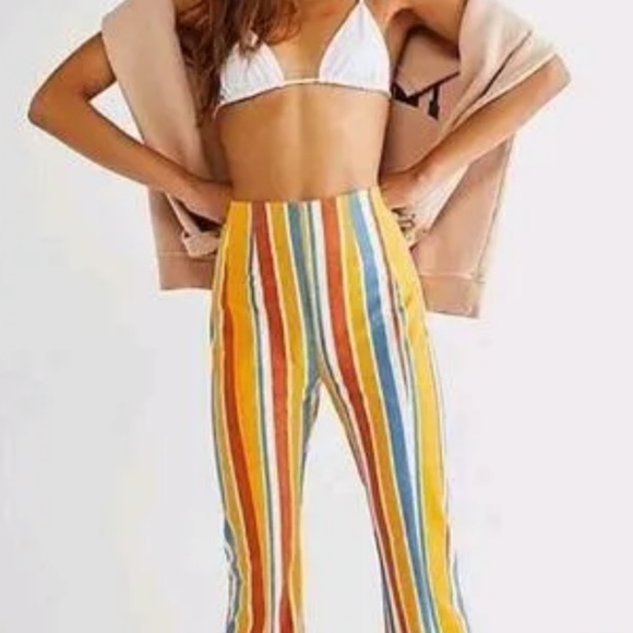 Free People Pants - NWOT Free People Printed Real Deal Slit Flare Pants Size M